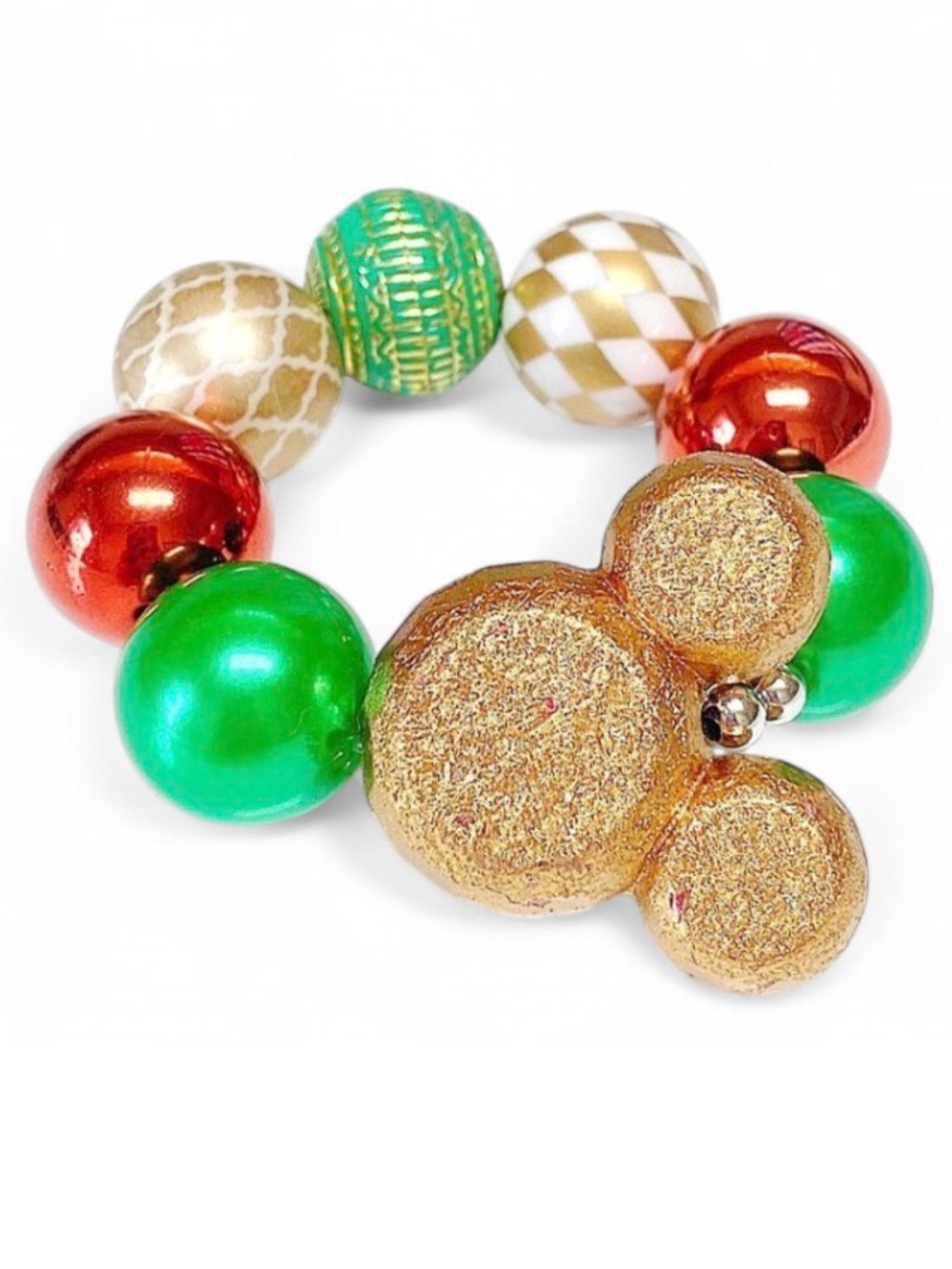 Handmade Holiday Mickey Inspired Stretch Bracelet